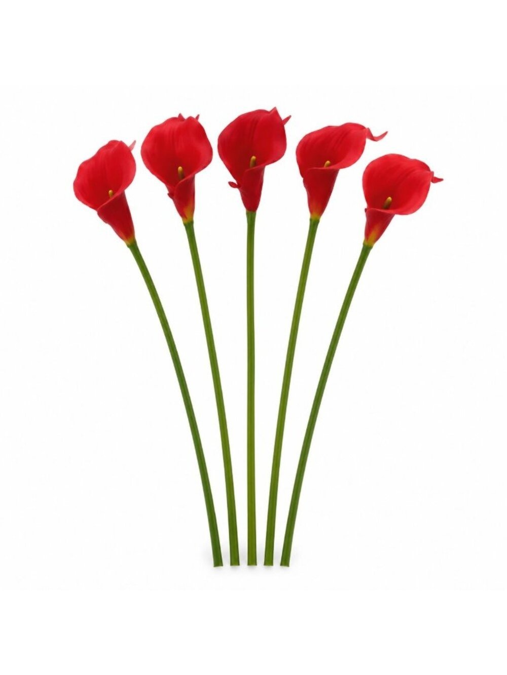 Poppy Red Calla Lily Stems Set of 5 14 Inch Faux Flowers